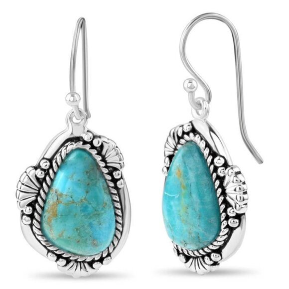 STAUER 925 Silver Southwestern Genuine Arizona Turquoise Earrings - Picture 1 of 5